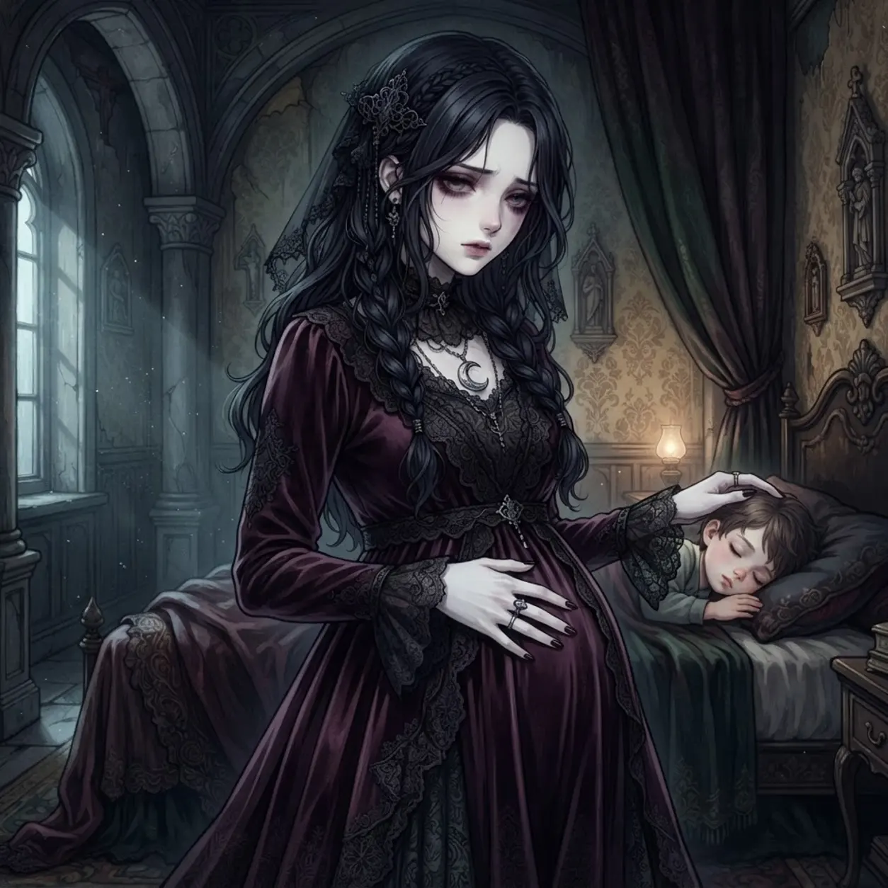 AI Character Goth angel mommy