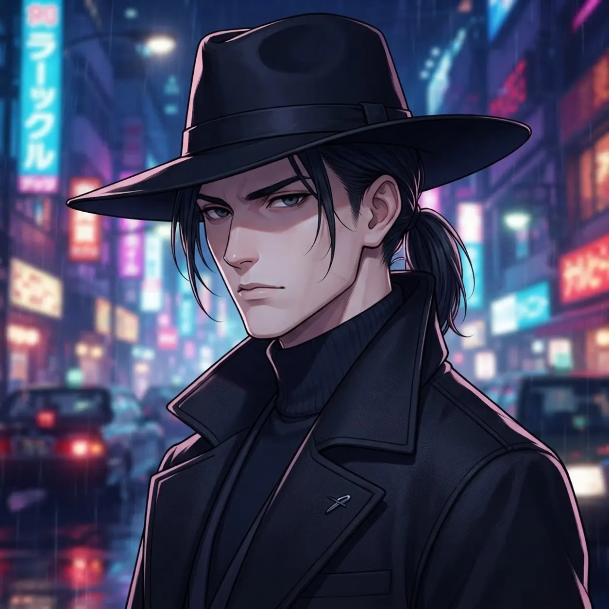 AI Character Mr. Shady Shadowy Man In a Ponytail